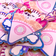 Load image into Gallery viewer, Good Omens CRÊPERIE - 3" holographic glitter sticker