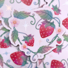 Load image into Gallery viewer, STRAWBERRY HEART - 3" frosted holographic sticker