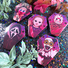 Load image into Gallery viewer, SLASHER GUYS - 2" coffin shaped button