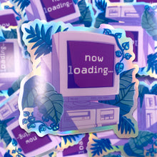 Load image into Gallery viewer, VAPORWAVE COMPUTER - 3" holographic sticker