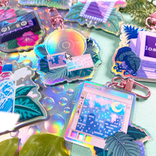 Load image into Gallery viewer, VAPORWAVE VIBES - 2.5" holographic keychains