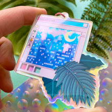 Load image into Gallery viewer, VAPORWAVE VIBES - 2.5" holographic acrylic keychain