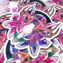 Load image into Gallery viewer, DEER SKULL - 3" holographic vinyl sticker