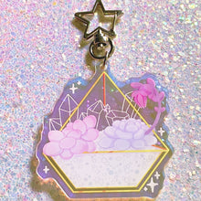 Load image into Gallery viewer, SUCCULENTS AND CRYSTALS - 2.5" iridescent acrylic keychain