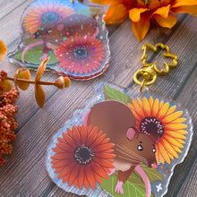 Load image into Gallery viewer, Sunflower Rat - 2.5" holographic acrylic keychain