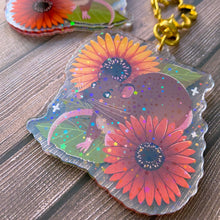 Load image into Gallery viewer, Sunflower Rat - 2.5" holographic acrylic keychain