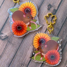 Load image into Gallery viewer, Sunflower Rat - 2.5" holographic acrylic keychain