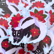 Load image into Gallery viewer, Poinsettia Skunk - 3" vinyl sticker