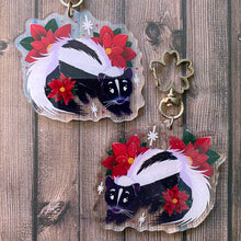 Load image into Gallery viewer, Poinsettia Skunk - 2.5" holographic acrylic keychain