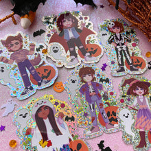 Load image into Gallery viewer, ST HALLOWEEN - 3" holographic glitter stickers