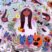 Load image into Gallery viewer, ST HALLOWEEN - 3" holographic glitter stickers