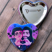 Load image into Gallery viewer, What We Do In The Shadows VAMPIRE LOVE - 2.25" heart shaped button