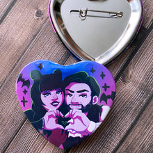 Load image into Gallery viewer, What We Do In The Shadows VAMPIRE LOVE - 2.25" heart shaped button
