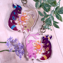 Load image into Gallery viewer, PKMN Morning and Evening - 2.75" glitter acrylic keychain
