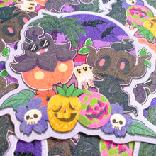 Load image into Gallery viewer, PKMN Summerween Pumpkin - 3" sand glitter sticker
