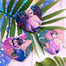 Load image into Gallery viewer, Resident Evil BEACH BABES - 2.25&quot; heart shaped button
