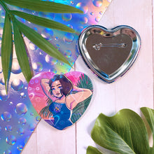 Load image into Gallery viewer, Resident Evil BEACH BABES - 2.25&quot; heart shaped button
