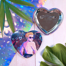 Load image into Gallery viewer, Resident Evil BEACH BABES - 2.25&quot; heart shaped button
