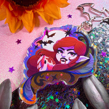 Load image into Gallery viewer, POMEGRANATE VAMPIRE - 3.25" holographic acrylic keychain
