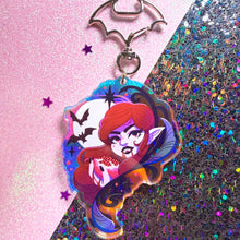 Load image into Gallery viewer, POMEGRANATE VAMPIRE - 3.25" holographic acrylic keychain
