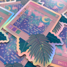 Load image into Gallery viewer, VAPORWAVE WINDOW - 3&quot; holographic vinyl sticker
