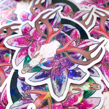 Load image into Gallery viewer, DEER SKULL - 3&quot; holographic vinyl sticker
