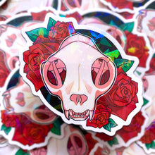 Load image into Gallery viewer, CAT SKULL - 3&quot; holographic vinyl sticker
