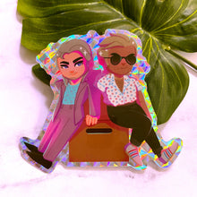 Load image into Gallery viewer, Metal Gear Solid 80S OCELOT AND KAZ - 3&quot; holographic prism sticker
