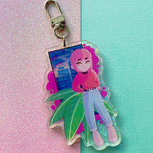 Load image into Gallery viewer, CHAINED SAW VAPORWAVE DEVILS - 3.5&quot; holographic acrylic keychain
