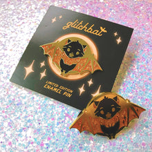 Load image into Gallery viewer, ORANGE BAT FLIGHT - gold glitter enamel pin (limited edition)
