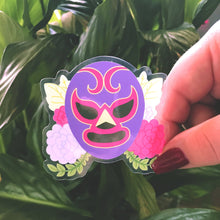 Load image into Gallery viewer, Floral Wrestling LUCHA MASK - 3&quot; clear sticker
