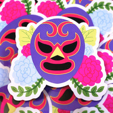 Load image into Gallery viewer, Floral Wrestling LUCHA MASK - 3&quot; clear sticker
