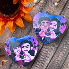 Load image into Gallery viewer, What We Do In The Shadows VAMPIRE LOVE - 2.25&quot; heart shaped button
